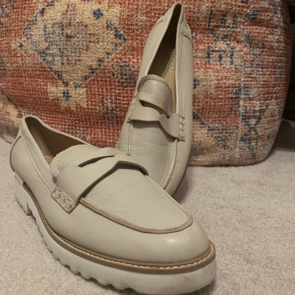 Franco Sarto Cream Chunky Sole Loafers
